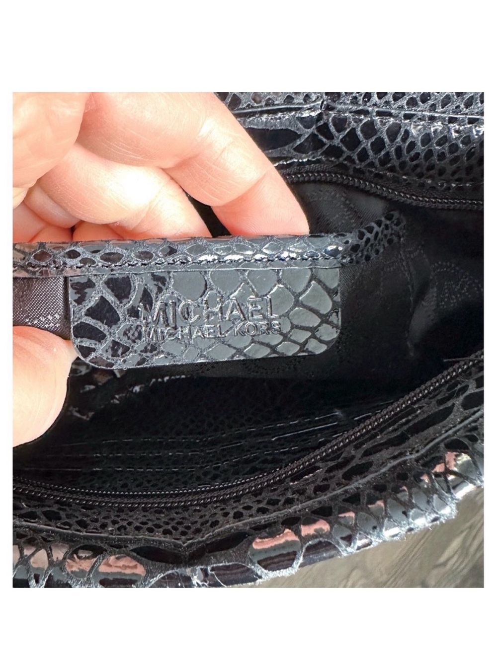 Michael Kors Black Python Embossed Crossbody - Picture 4 of 8